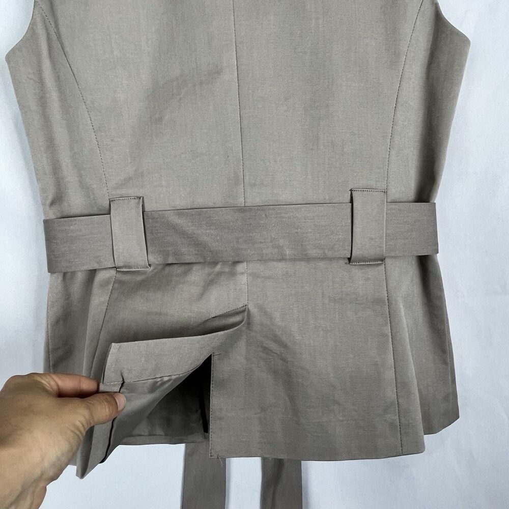 Worthington Women Beige Utility Vest Belted Safari Sleeveless Jacket S - Picture 10 of 16